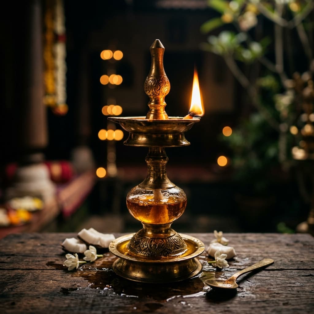 Traditional brass oil lamp