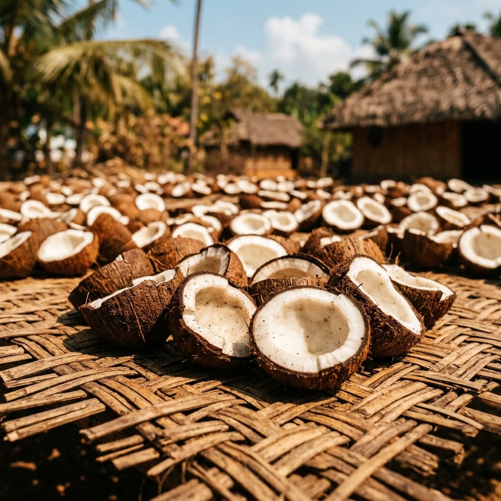 Coconuts drying in the sun